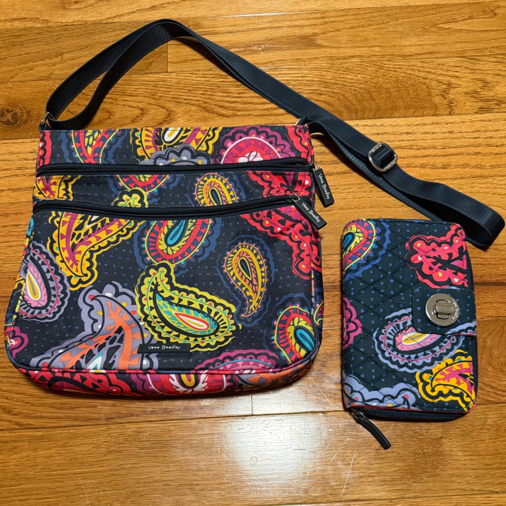 Vera Bradley Paisley Crossbody Bag and Wallet Set